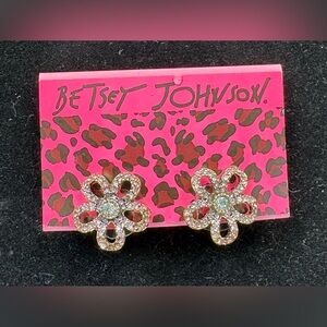 Betsey Johnson Gold Floral Stud Earrings, NWT